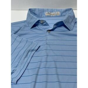 Peter Millar Men's L Blue Polyester Featherweight Short Sleeve Golf Polo